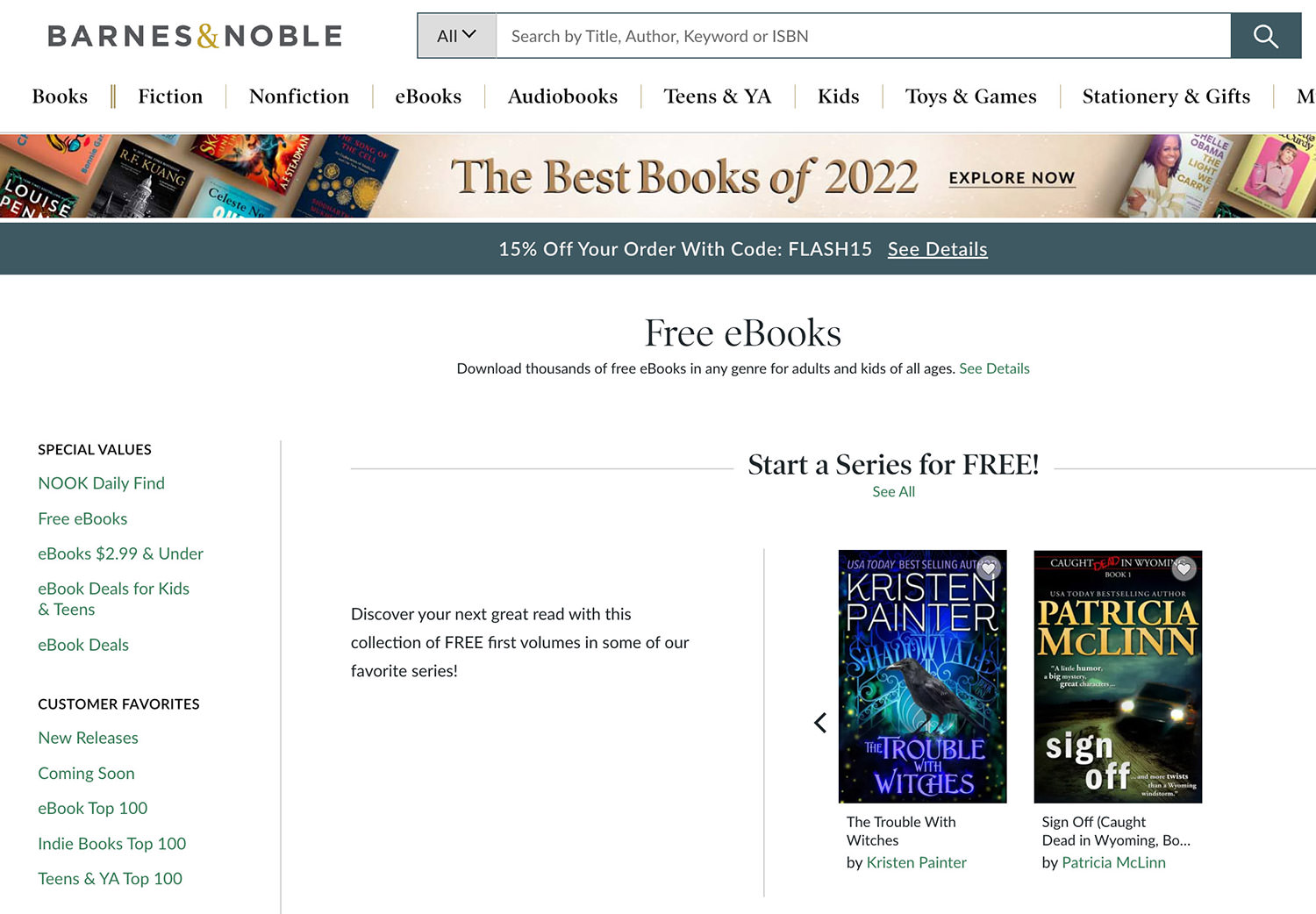 Image of Barnes & Noble website