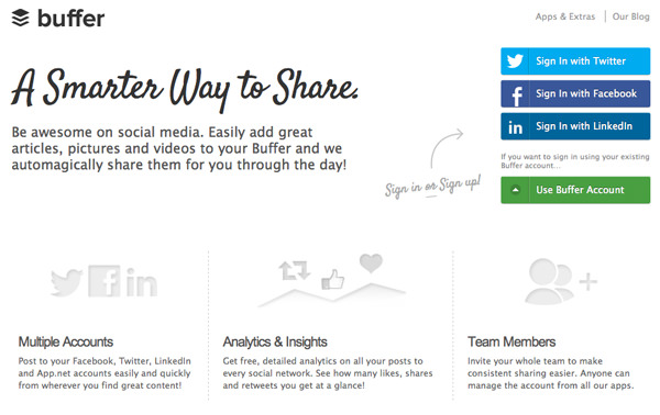 Buffer webapp management facebook twitter social media profiles