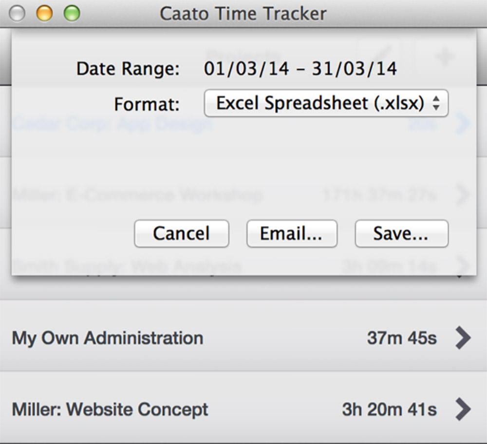Caato Time Tracking Application for macOS
