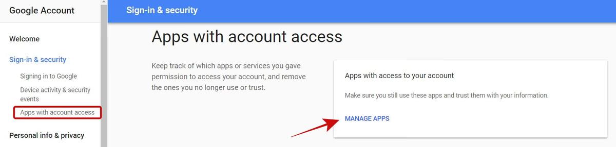 Viewing Apps with Account Access