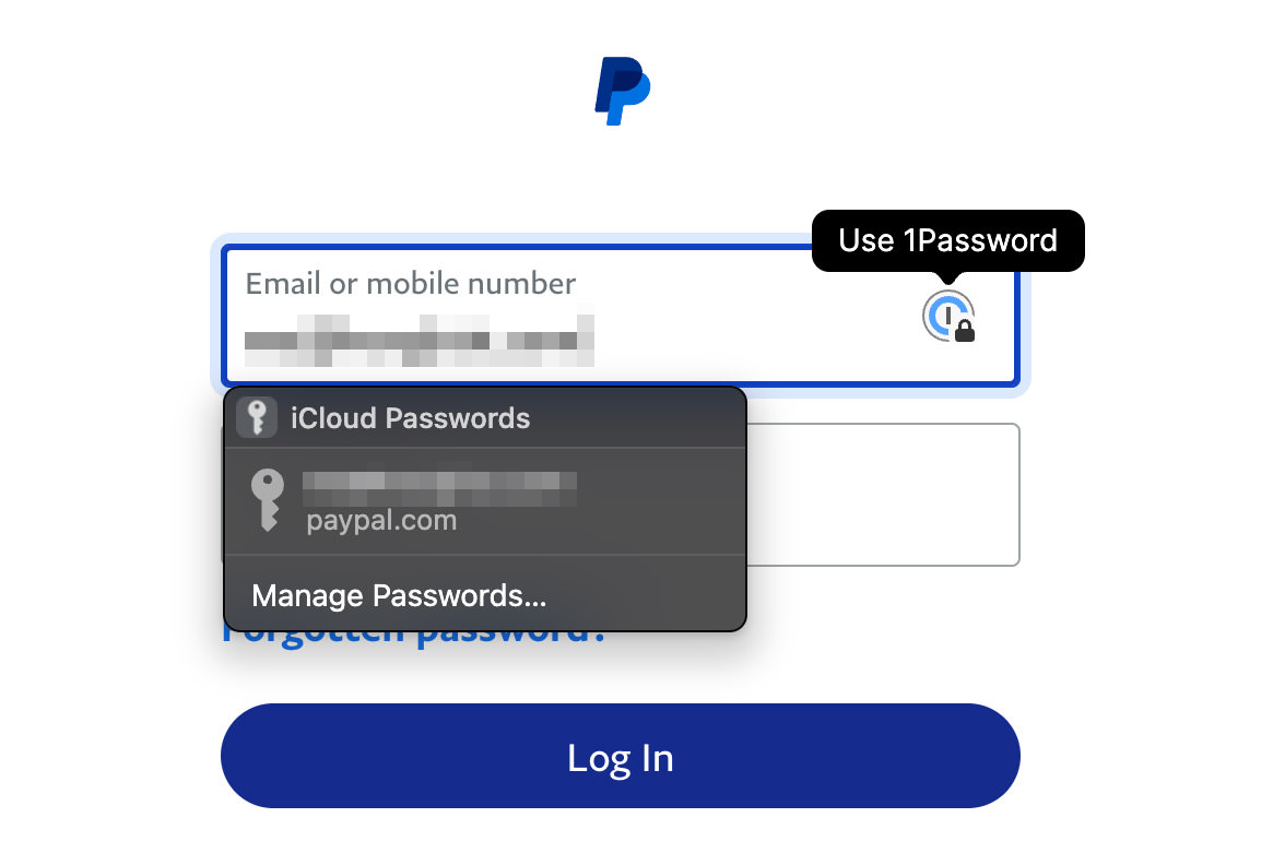 Auto-fill email login using iCloud Passwords extension