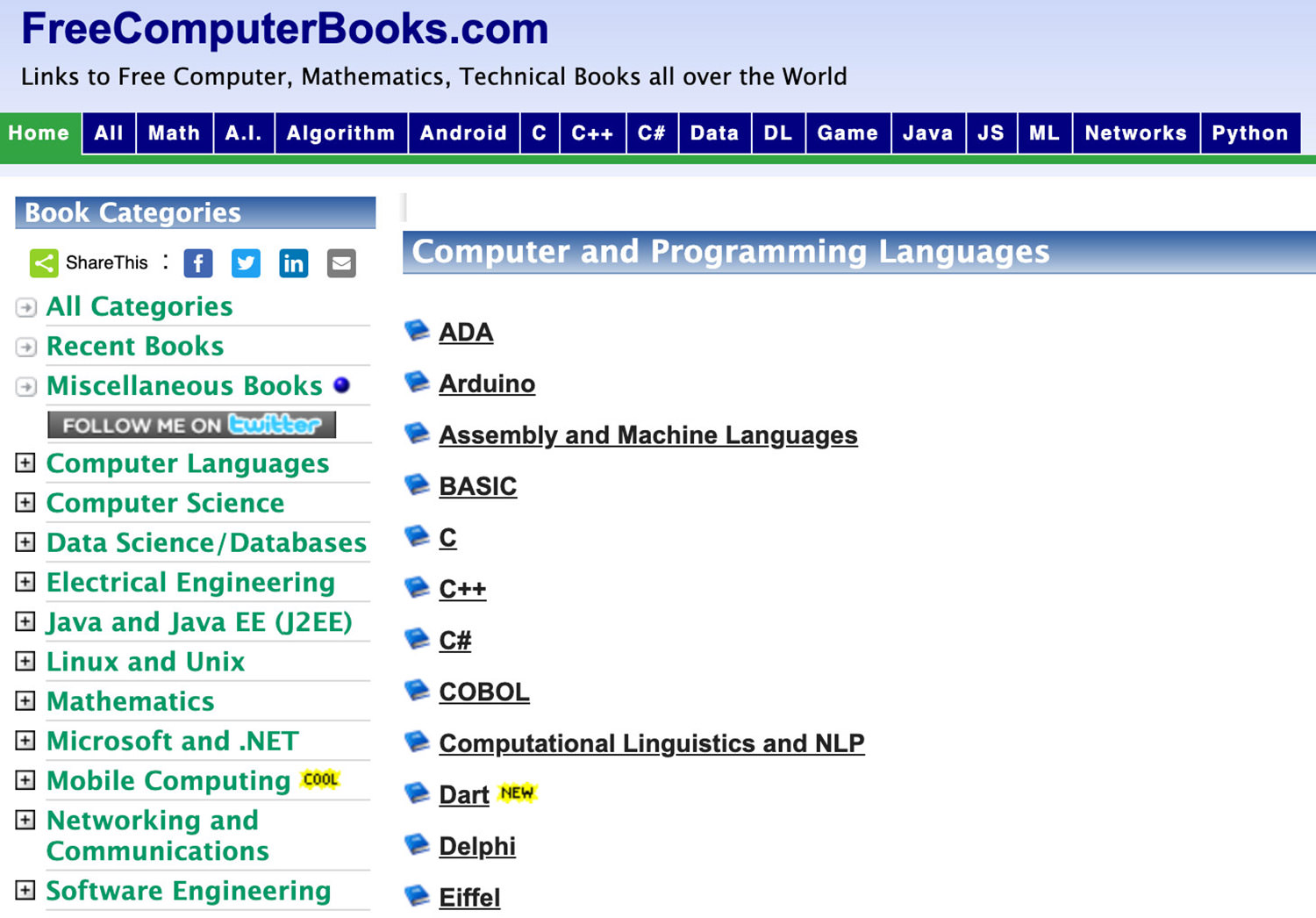 Image of FreeComputerBooks website
