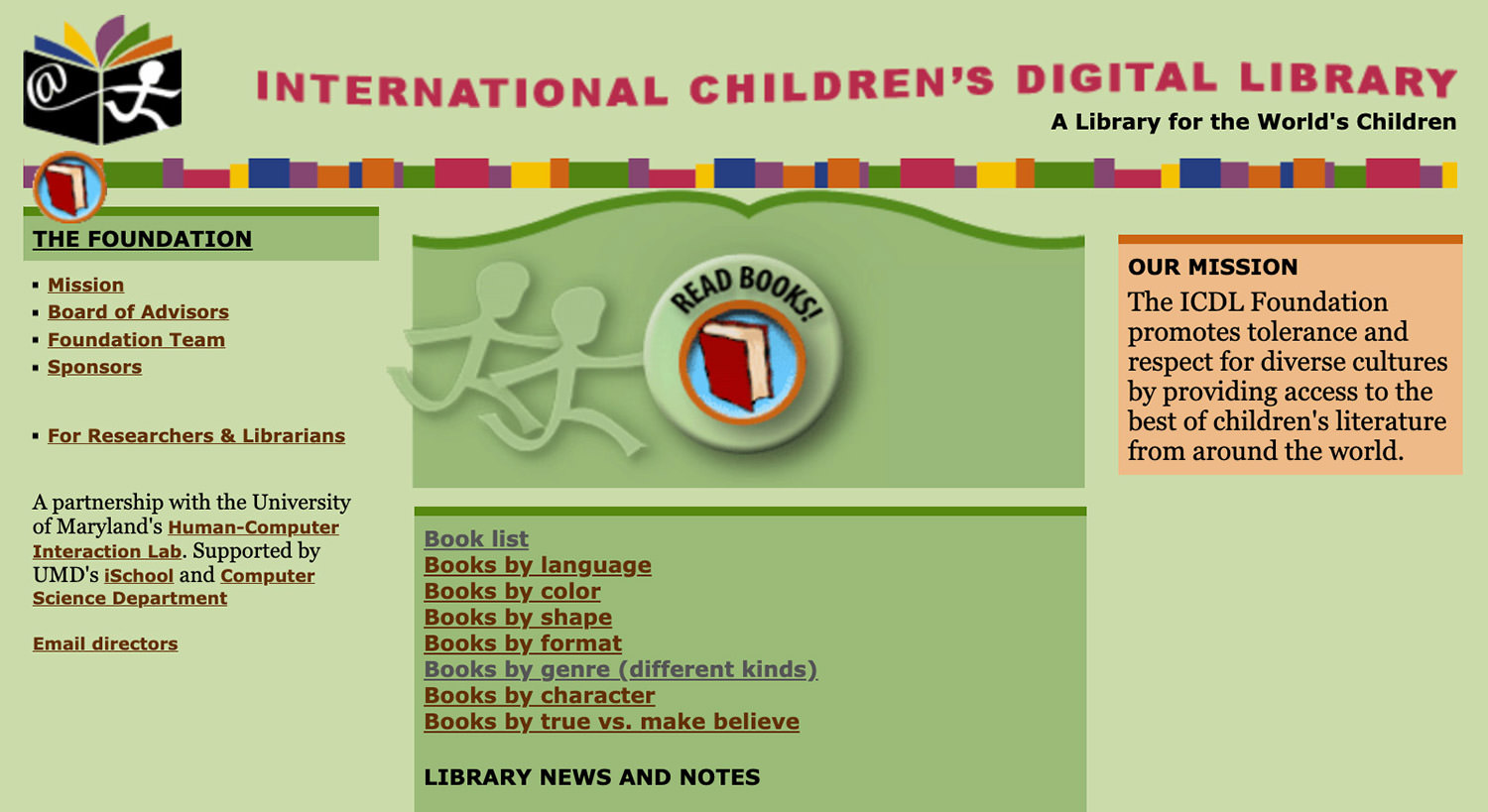 Image of International Children's Digital Library website