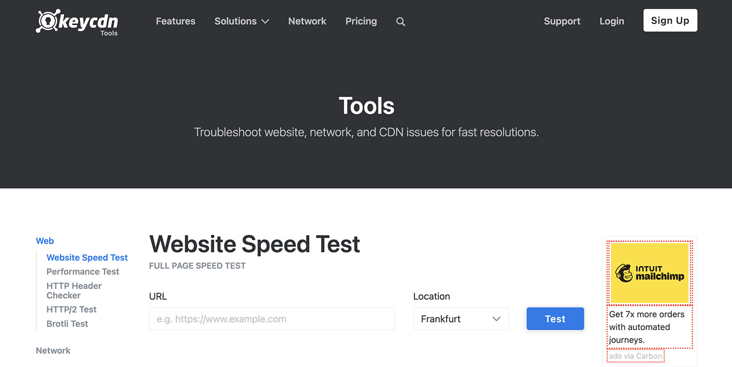 KeyCDN Website Speed Test