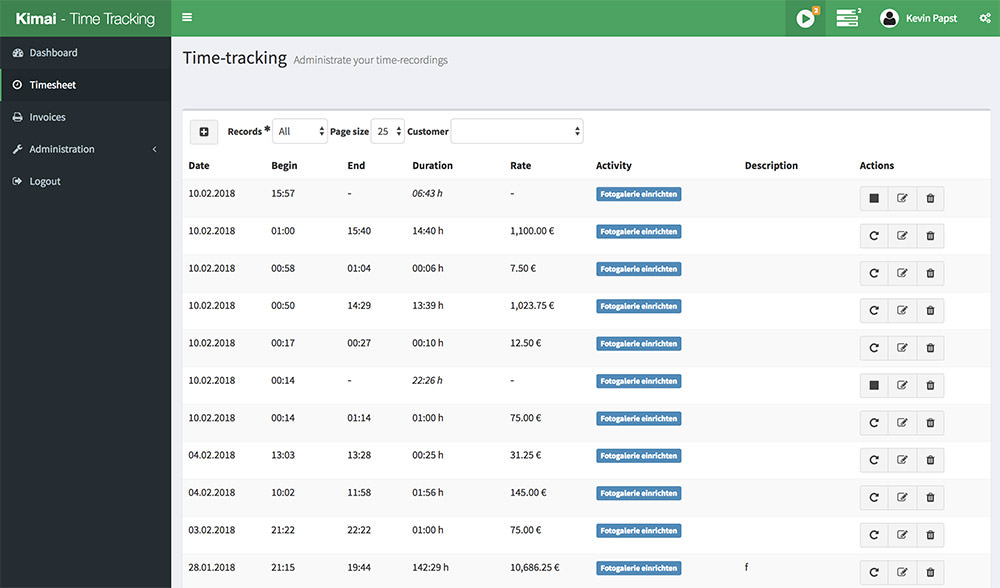 Kimai Time-tracker