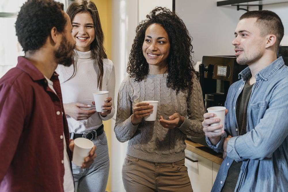 People networking at an event