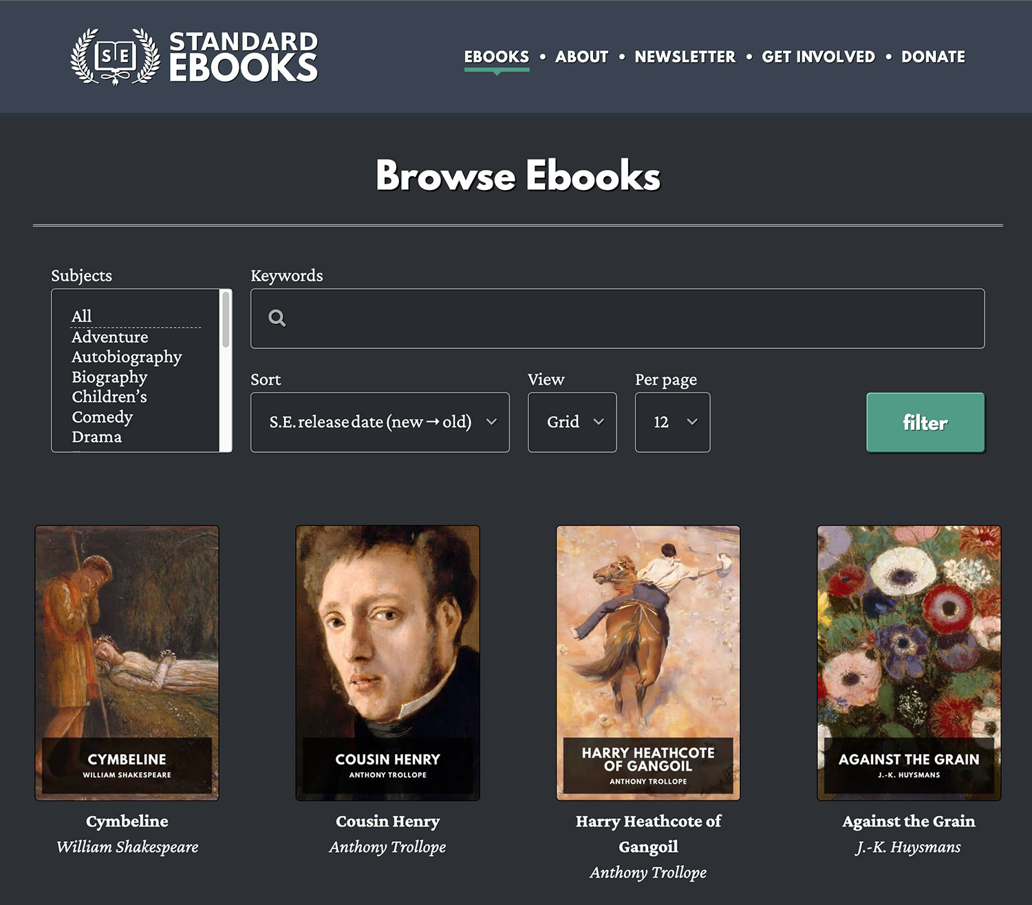 Image of Standard Ebooks website
