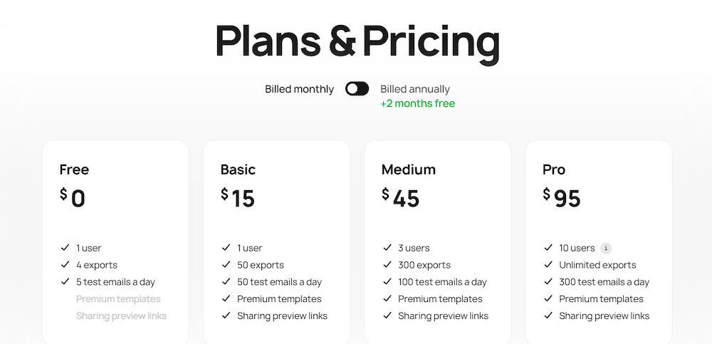 Stripo Pricing Plans