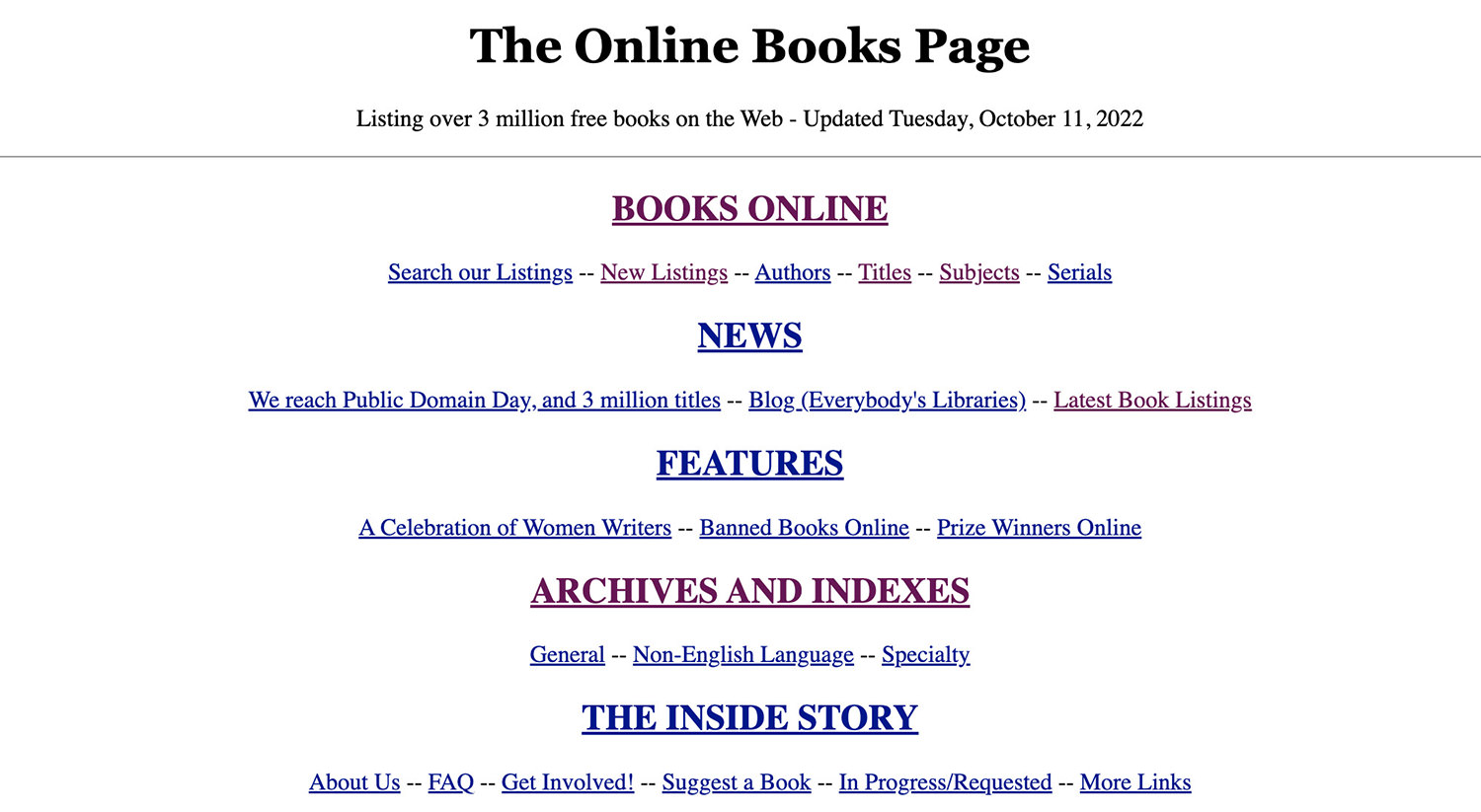 Image of The Online Books Page website