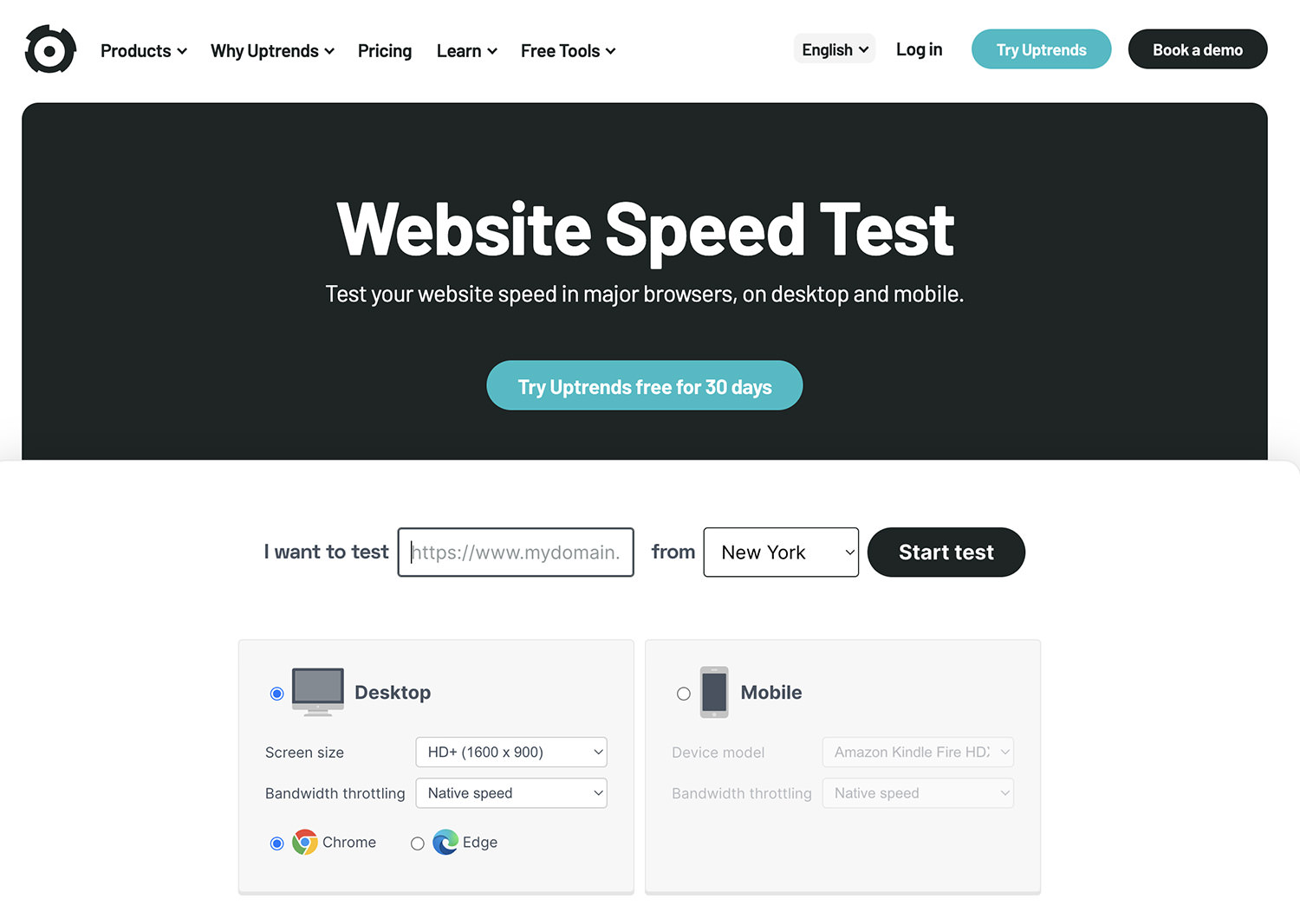 Uptrends Website Speed Test