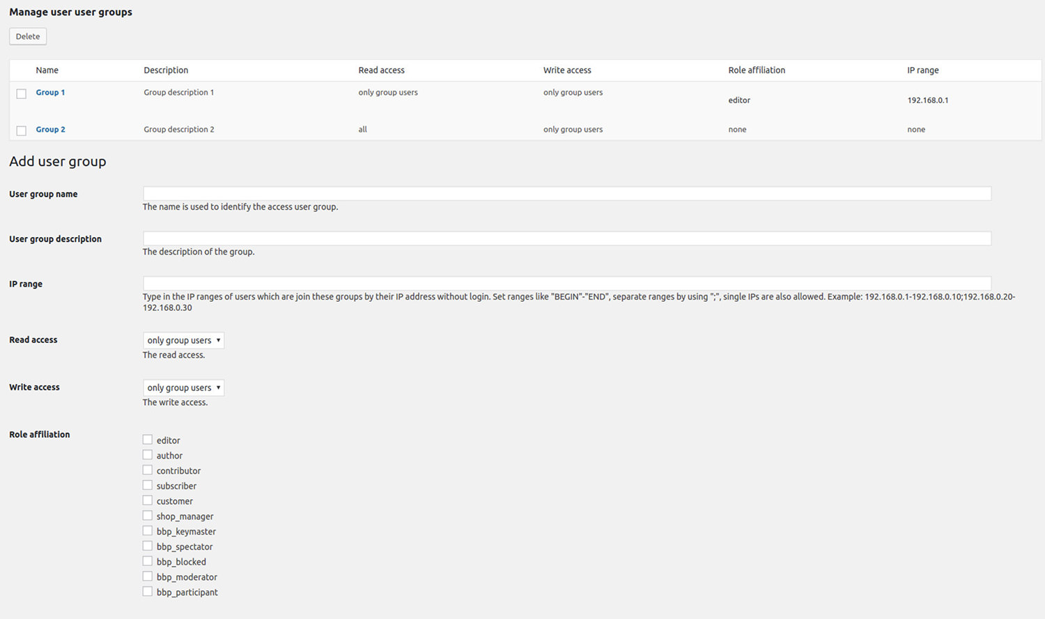 User Access Manager Plugin