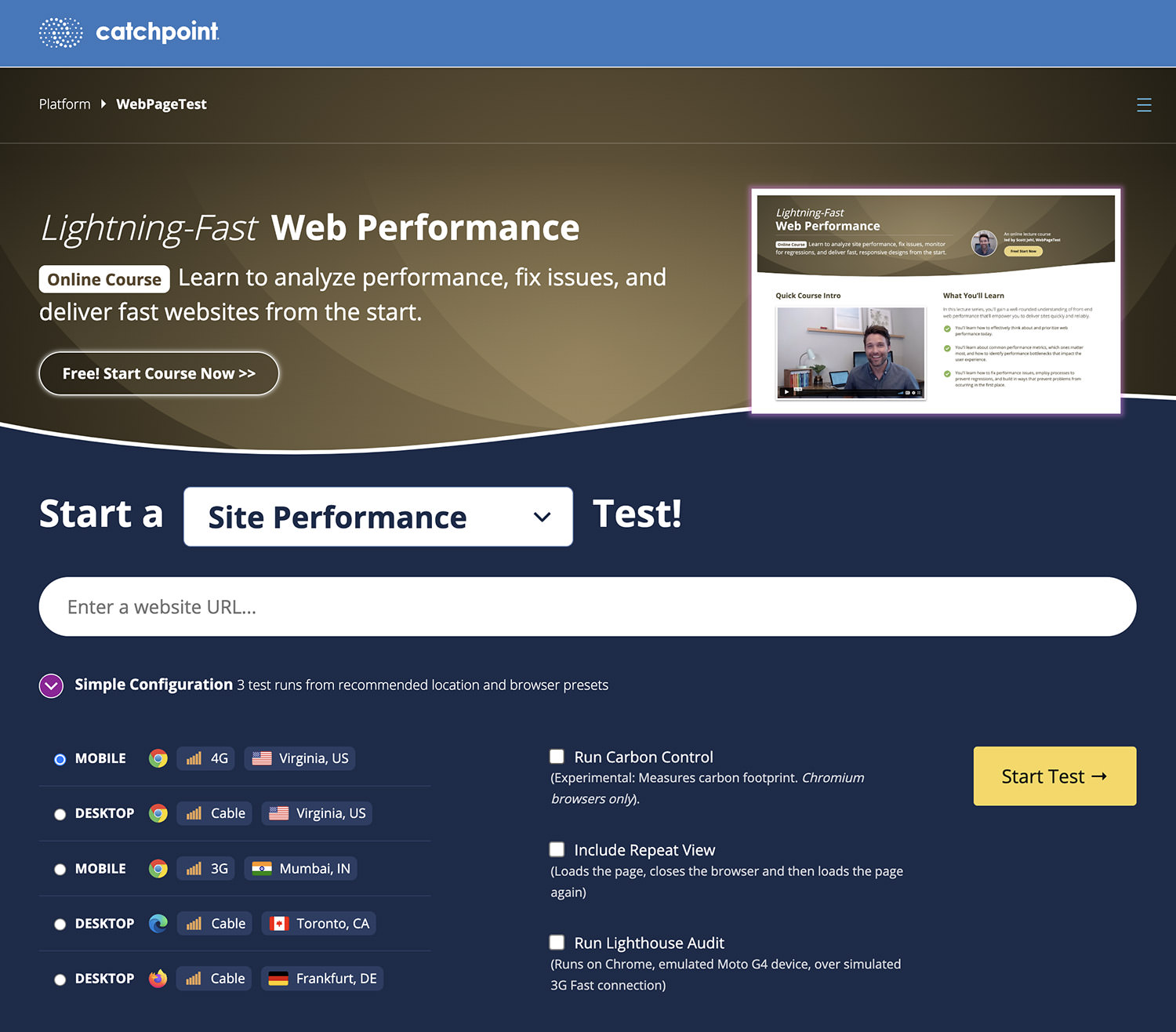 WebPageTest by Catchpoint